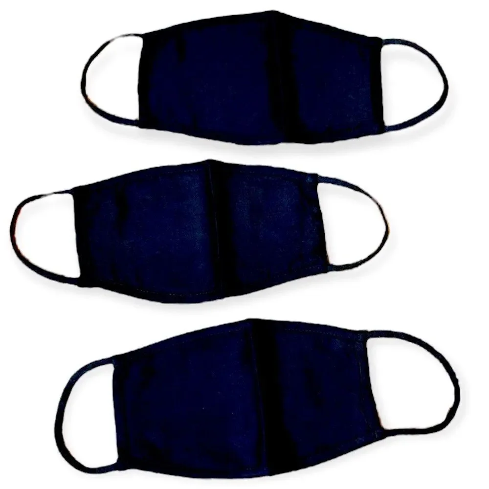 Set of Three Face Masks Black Washable Reusable, Sustainable, Face Covers Masks